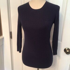 J. CREW SWEATER CREW NECK CASHMERE BLUE RIBBED Size XS